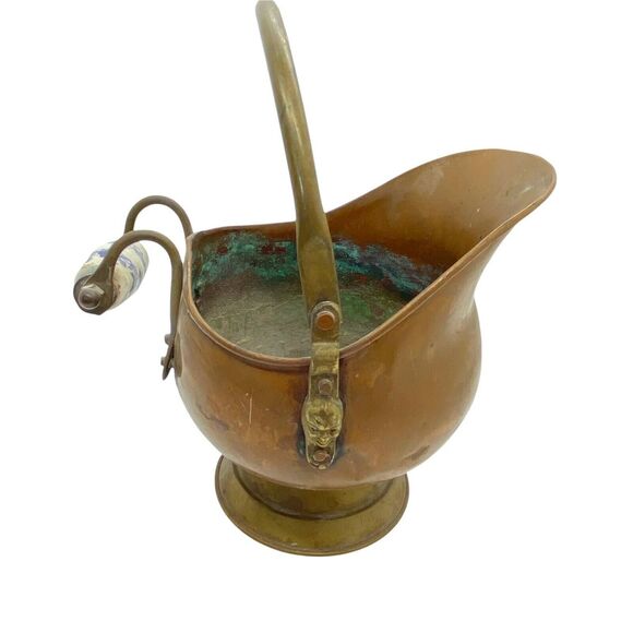 Copper Rustic Cauldron Coal Scuttle Vintage Metalware Hand Hammered Small Retro - Picture 1 of 16
